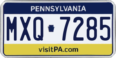 PA license plate MXQ7285