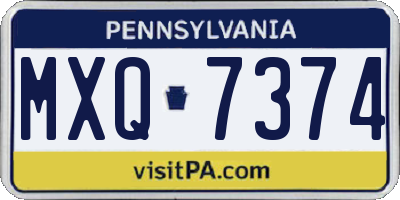 PA license plate MXQ7374