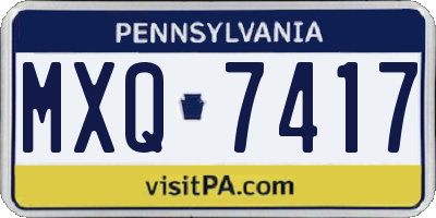 PA license plate MXQ7417