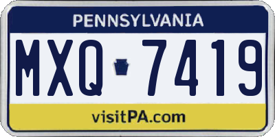 PA license plate MXQ7419