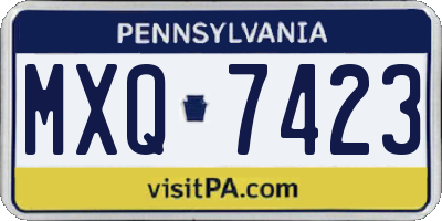 PA license plate MXQ7423