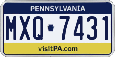 PA license plate MXQ7431