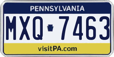 PA license plate MXQ7463
