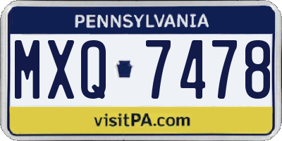 PA license plate MXQ7478