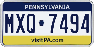PA license plate MXQ7494
