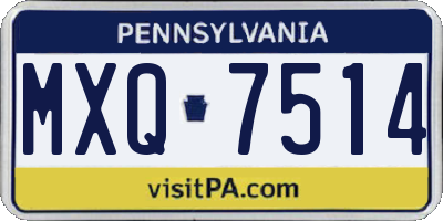 PA license plate MXQ7514