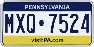PA license plate MXQ7524
