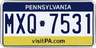 PA license plate MXQ7531