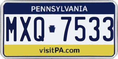 PA license plate MXQ7533