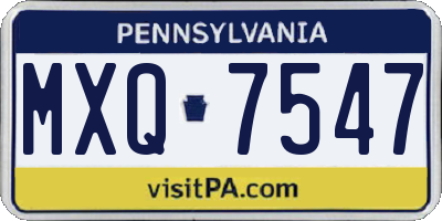 PA license plate MXQ7547