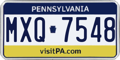 PA license plate MXQ7548