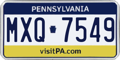 PA license plate MXQ7549
