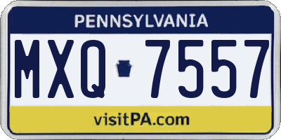 PA license plate MXQ7557
