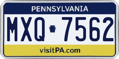 PA license plate MXQ7562