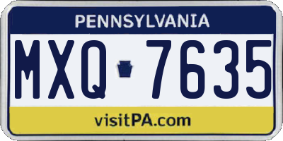 PA license plate MXQ7635