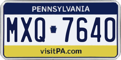 PA license plate MXQ7640