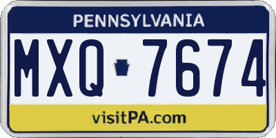 PA license plate MXQ7674