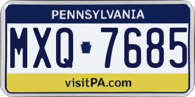 PA license plate MXQ7685