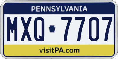 PA license plate MXQ7707
