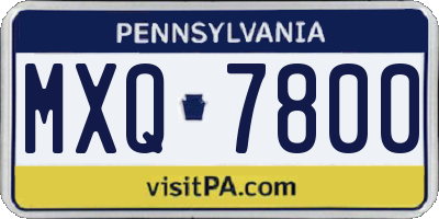 PA license plate MXQ7800