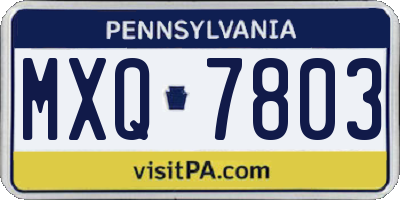 PA license plate MXQ7803