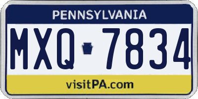 PA license plate MXQ7834