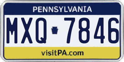 PA license plate MXQ7846