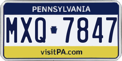 PA license plate MXQ7847