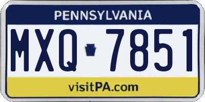 PA license plate MXQ7851