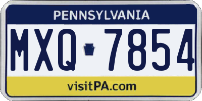 PA license plate MXQ7854