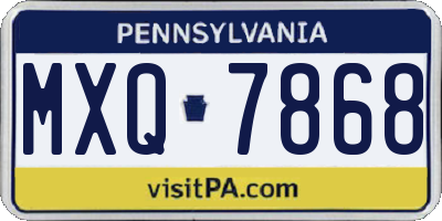 PA license plate MXQ7868