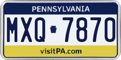 PA license plate MXQ7870