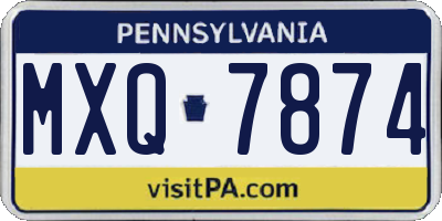 PA license plate MXQ7874