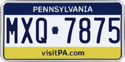 PA license plate MXQ7875