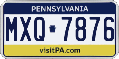 PA license plate MXQ7876