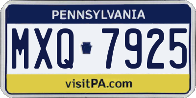 PA license plate MXQ7925