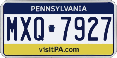 PA license plate MXQ7927
