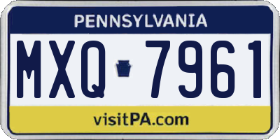 PA license plate MXQ7961