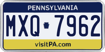 PA license plate MXQ7962