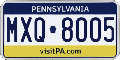 PA license plate MXQ8005