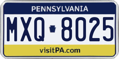 PA license plate MXQ8025