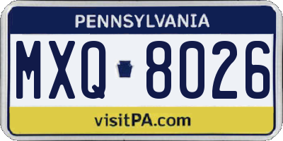 PA license plate MXQ8026