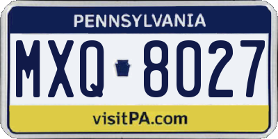 PA license plate MXQ8027