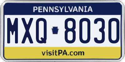 PA license plate MXQ8030