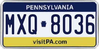 PA license plate MXQ8036