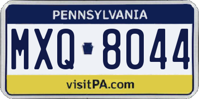 PA license plate MXQ8044