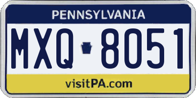 PA license plate MXQ8051