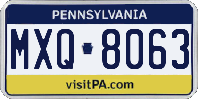 PA license plate MXQ8063