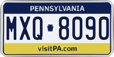 PA license plate MXQ8090