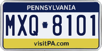 PA license plate MXQ8101